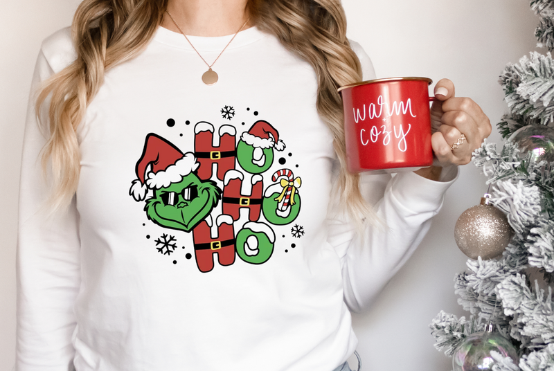 HO-HO-HO Grinch Christmas full color screen print